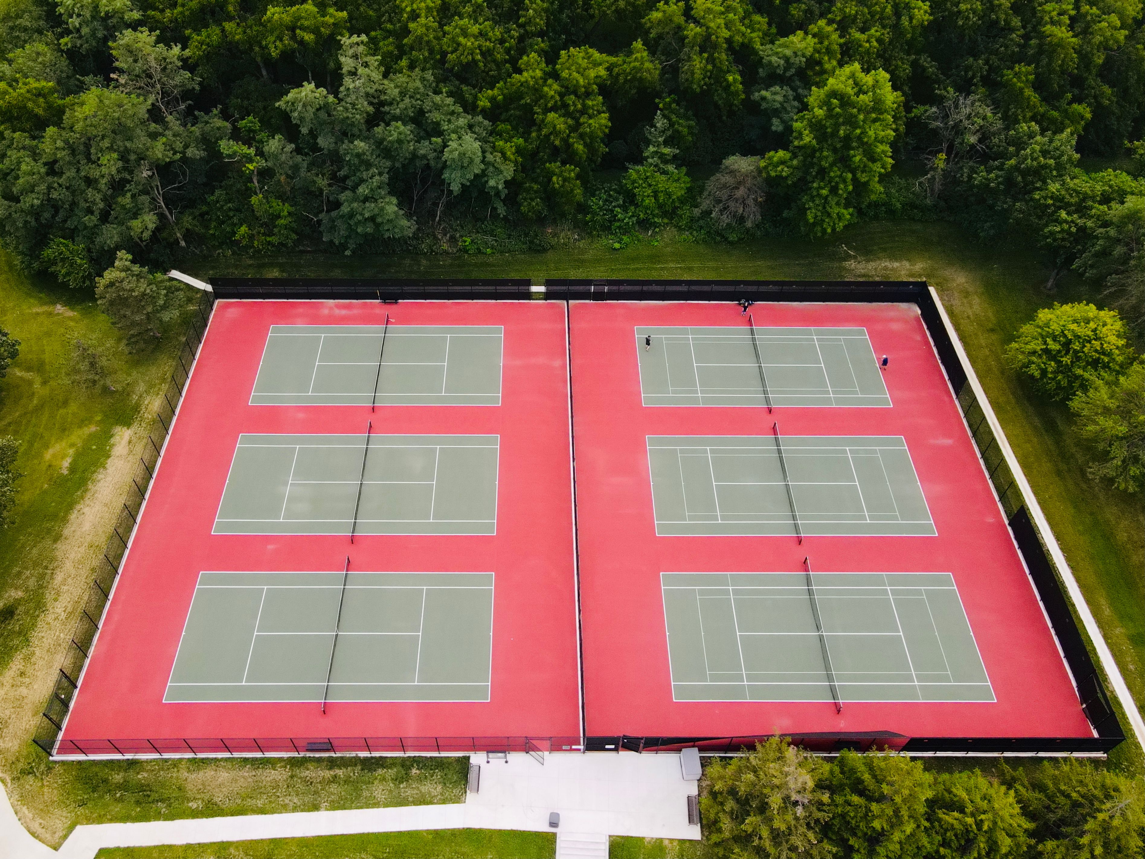 Aerial view of sport courts